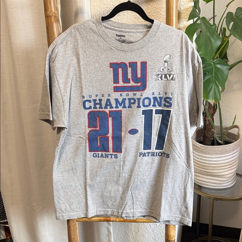 Reebok Gray Super Bowl XLVI Champions Tee